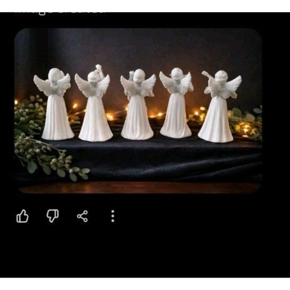 5 Vintage Schmid Brothers Angel's Porcelain Figurine White Music Instrumental